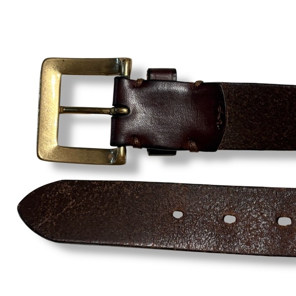 COACH Dark Brown Leather Belt Square Solid Brass Buckle Size 42” VINTAGE - Picture 6 of 7